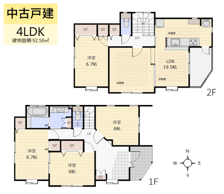 間取り図 ＜4LDK＞2階リビングプランを採用したオール電化住宅です！