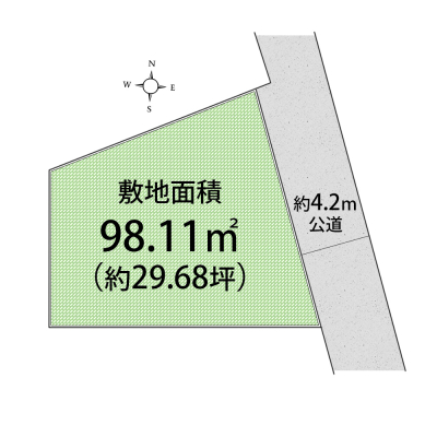 区画図 　土地面積：98.11�u（約26.95坪）