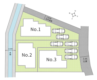 全体区画図 ／全棟カースペース2台駐車可能