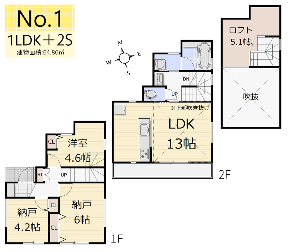 Ԏ} 1^1LDK{2S{tgEʐ64.80u