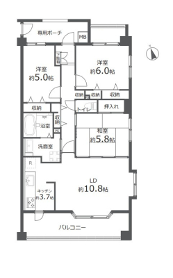 間取り図 ＜4階・3LDK／専有面積71.31㎡＞