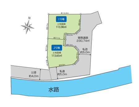 区画図 　フリープラン対応！建築条件付き・全2区画