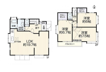 間取り図 　3LDK／建物面積：90.06㎡／土地面積：100.00㎡