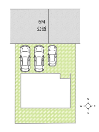 区画図 ／カースペース並列3台駐車可（車種による）