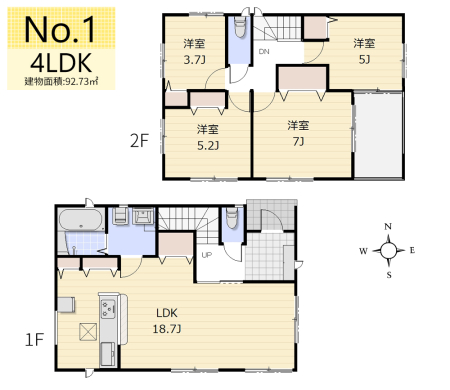 間取り図 ／4LDK／全居室収納完備。1階リビングにも収納たっぷり！