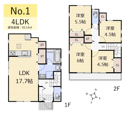  4LDK・延床面積：93.14㎡