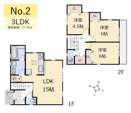  3LDK・延床面積：77.75㎡