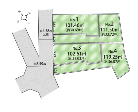 区画図 ＜2号区／土地面積111.50㎡（33.72坪）＞