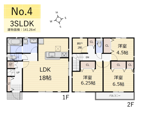 間取り図 　4号棟／3SLDK+カースペース2台