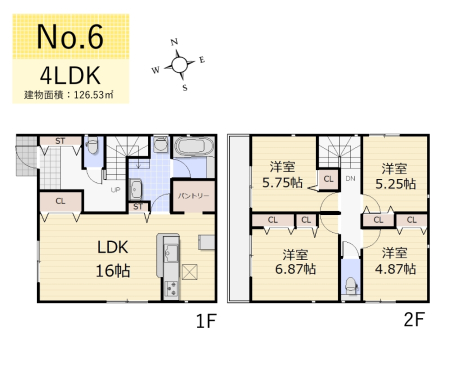 間取り図 　5号棟／4LDK+カースペース2台