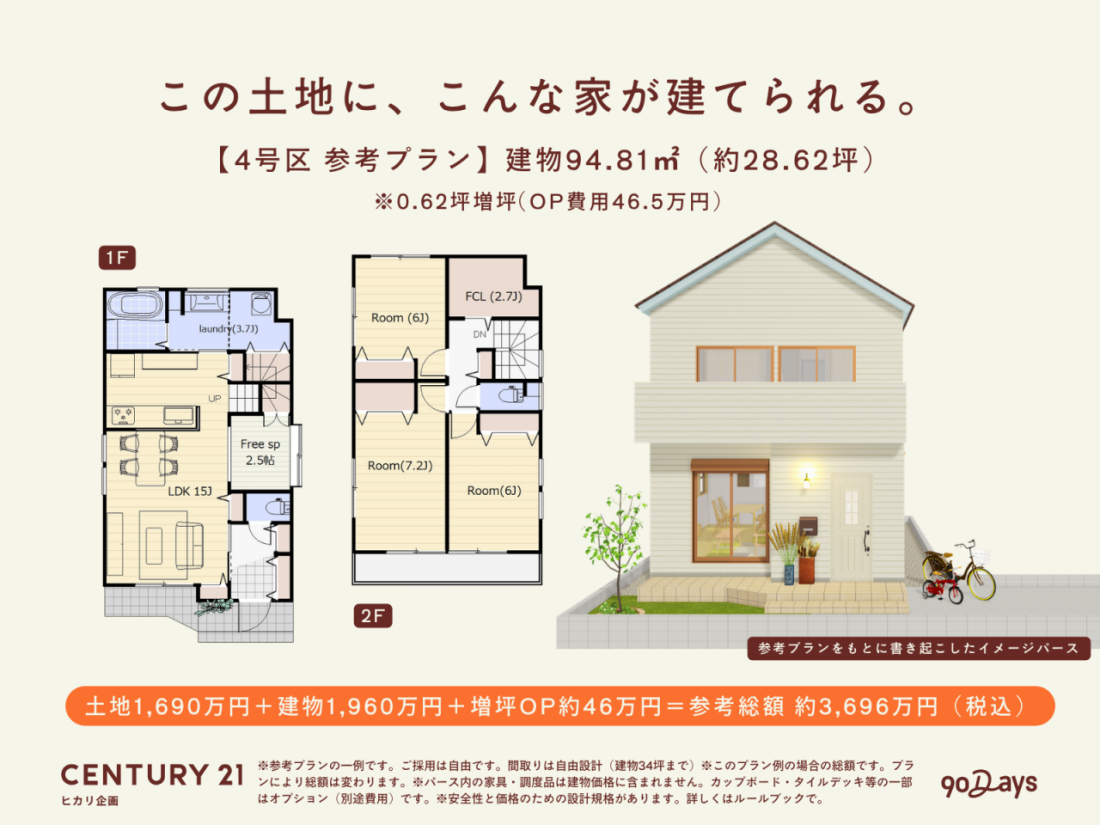  ���̓y�n�ɁA���̉Ƃ����B �^4����Q�l�v�����F4LDK�E���z3650���~�` ���Q�l�v�����̈��ł��B���̗p�͎��R�ł��B