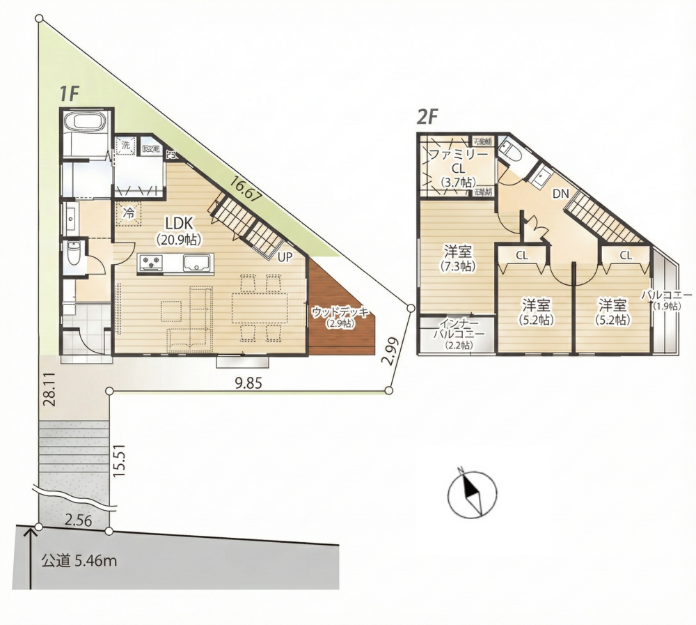 �Ԏ��} �~�n�ʐρF142.50�u�@�����ʐρF105.21�u�@3LDK�{�t�@�~���[�N���[�[�b�g�{�J�[�X�y�[�X2�䕪