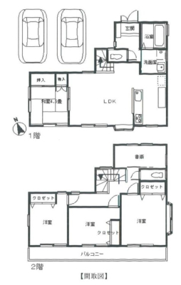 �Ԏ��} 4LDK�^�y�n�ʐρF168.73�u�i��51.04�؁j�^�����ʐρF100.80�u�i��30.49�؁j