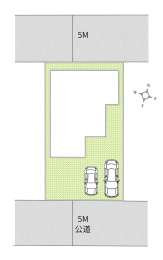 区画図 ／カースペース並列2台駐車可能・3台目も可！（車種による）
■敷地面積：132.51�u（約40.08坪）