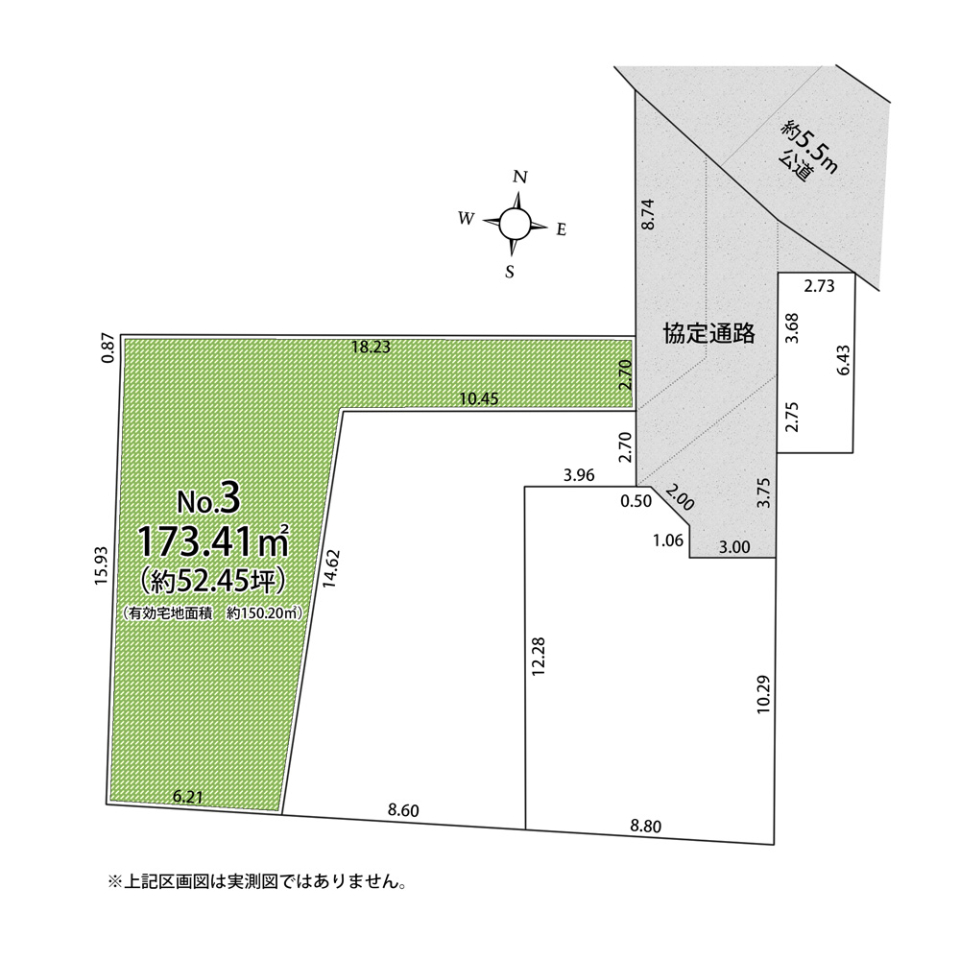 ���} 3����@�y�n�ʐρF173.41�u�i�L����n�ʐρ@��150.20�u�j