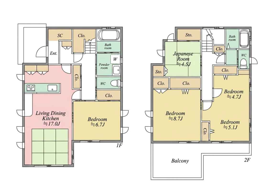 �Ԏ��} �@4LDK�^�~�n�ʐρF176.31�u�@�����ʐρF130.85�u
