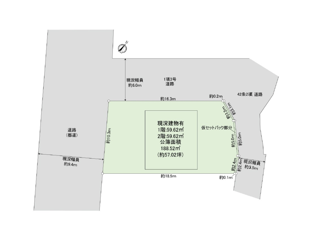 ���} ����y�n�ʐρF188.52�u�i��57.02�؁j