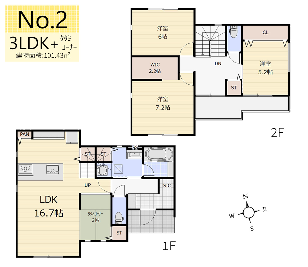  ��2������3LDK+�^�^�~�R�[�i�[+WIC+PAN+SIC�^�����ʐ�101.43�u�i��30.68�؁j