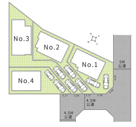 区画図 ／全棟カースペース2台駐車可能