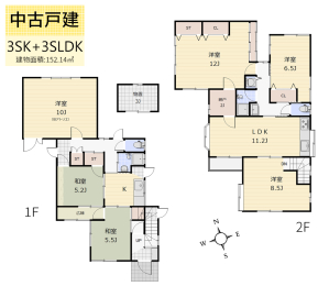 間取り図 ／現況上物／3SK＋3SLDKの二世帯仕様住宅