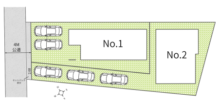 区画図 ／カースペースは2〜3台駐車OK！（04/04/25）